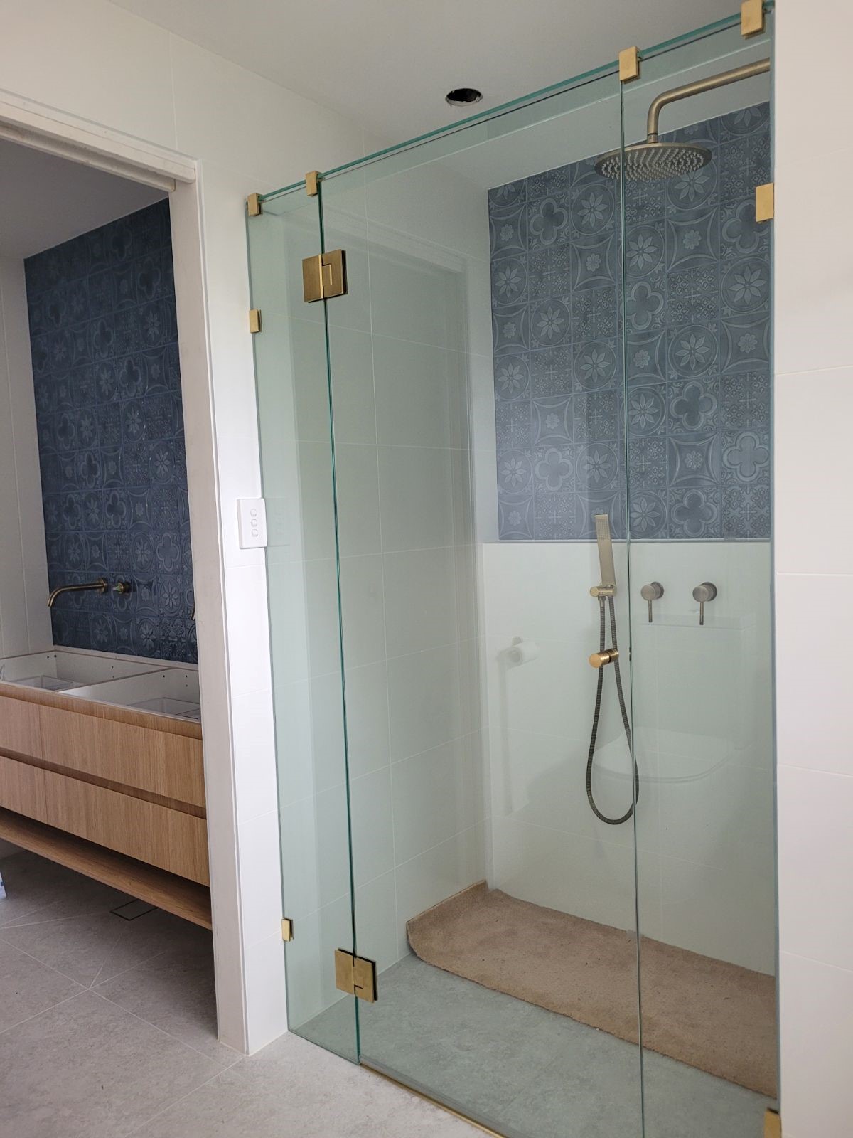 frameless shower - nickle